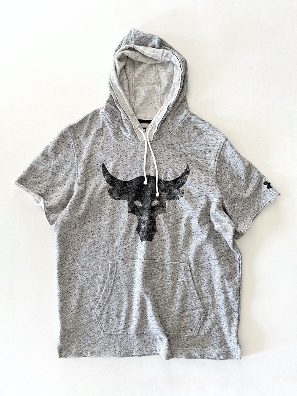 Under Armour Project Rock Terry Bull Short Sleeve Hoodie Grey Size  XL